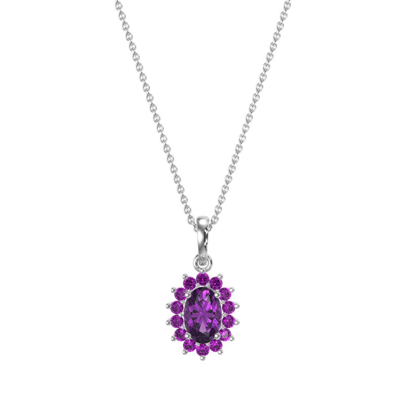 Oval Halo Vintage Necklace