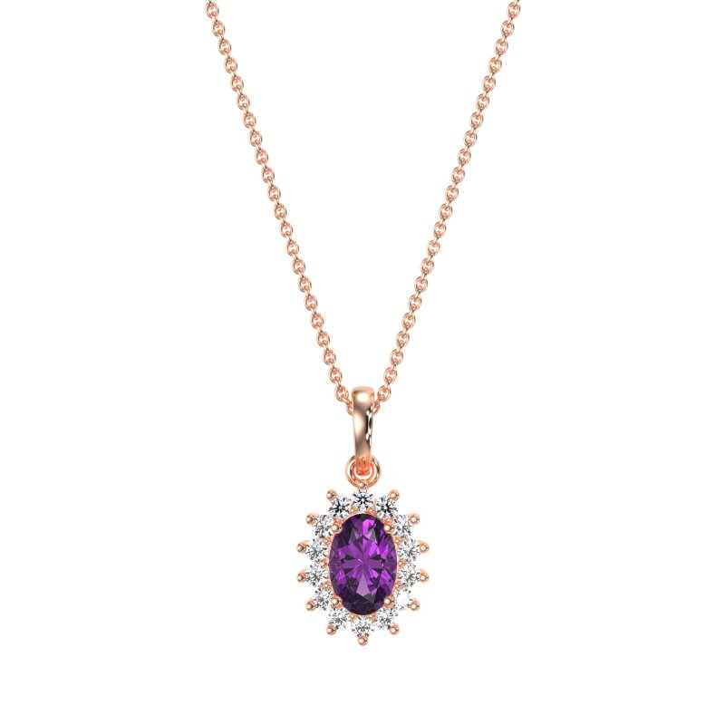 Oval Halo Vintage Necklace