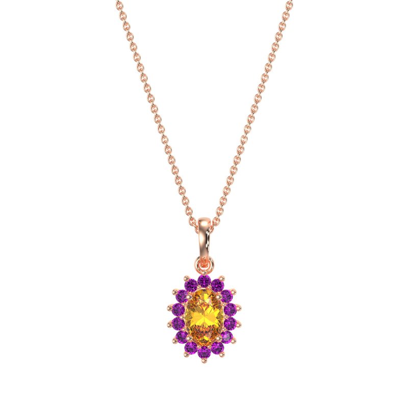 Oval Halo Vintage Necklace
