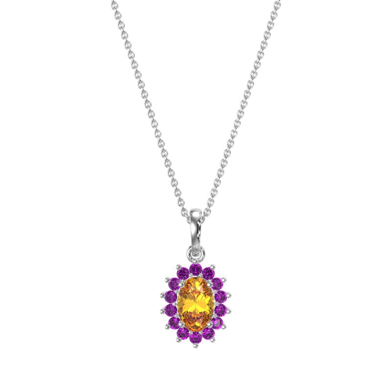 Oval Halo Vintage Necklace