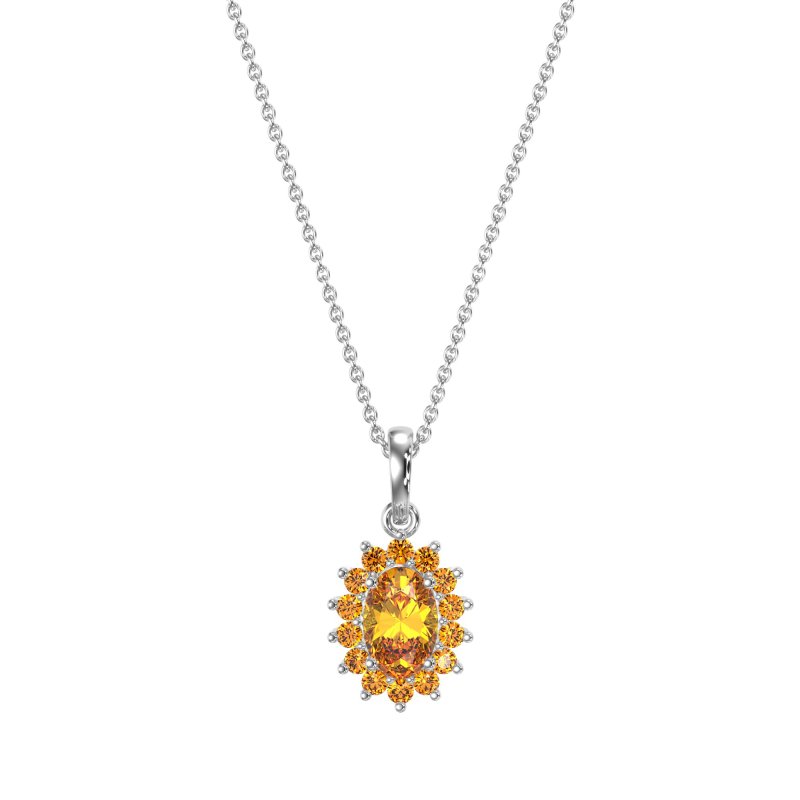 Oval Halo Vintage Necklace
