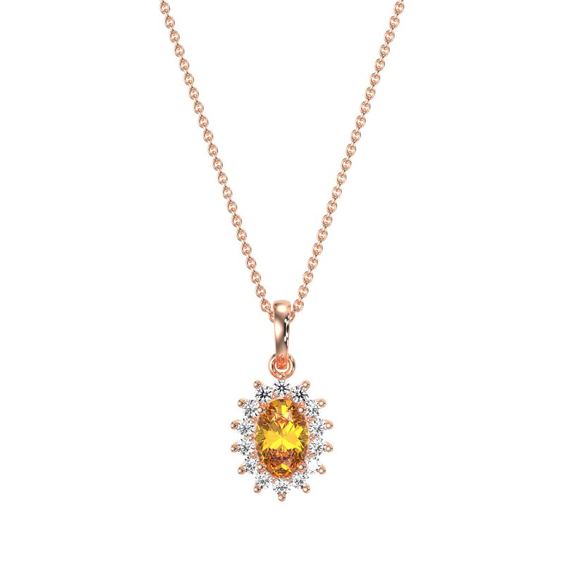 Oval Halo Vintage Necklace