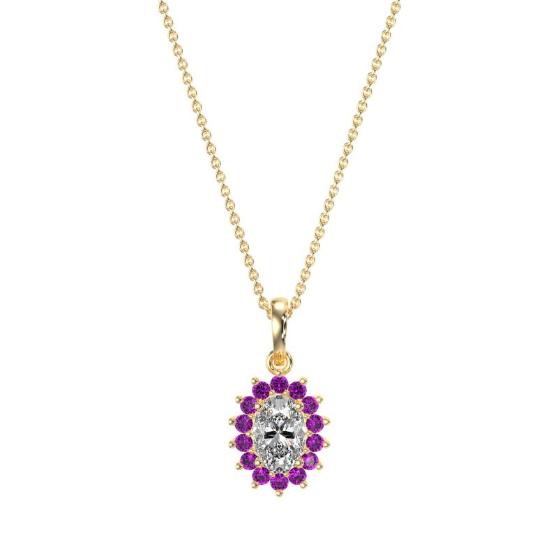 Oval Halo Vintage Necklace