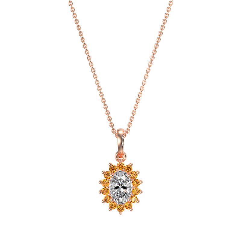 Oval Halo Vintage Necklace