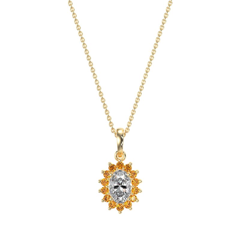 Oval Halo Vintage Necklace