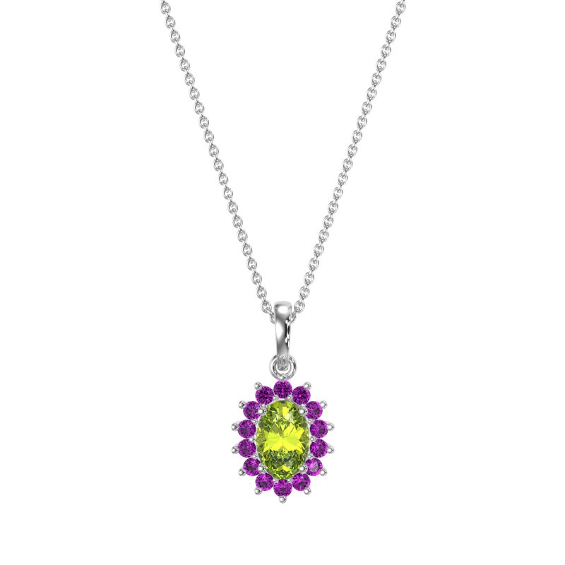 Oval Halo Vintage Necklace