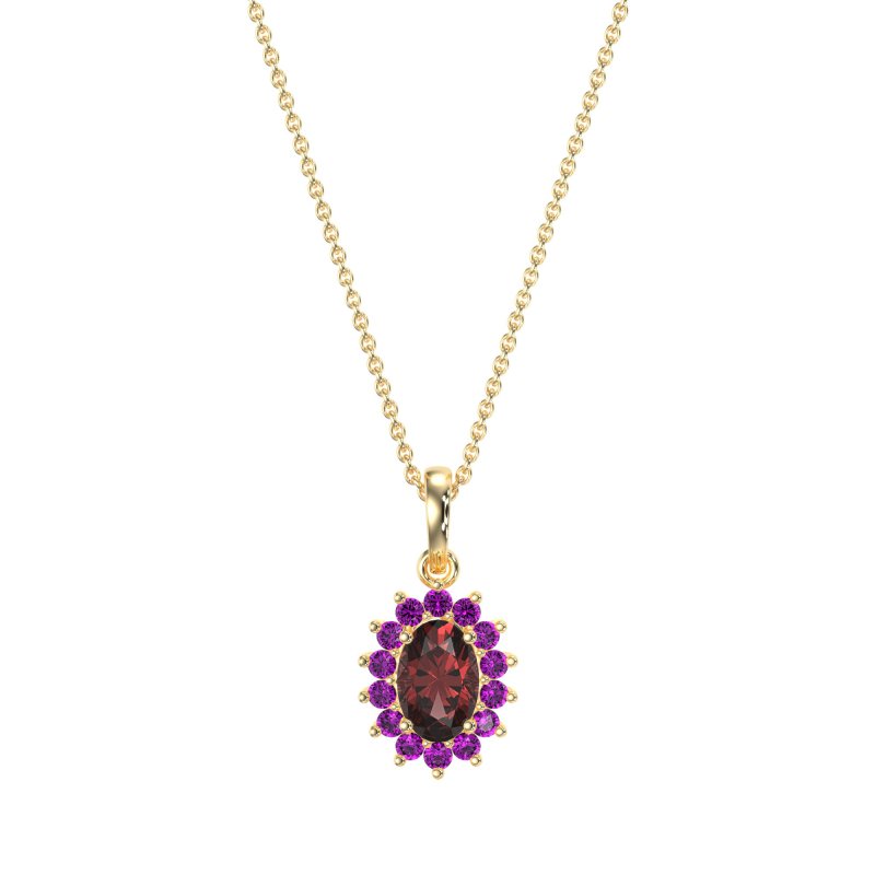 Oval Halo Vintage Necklace