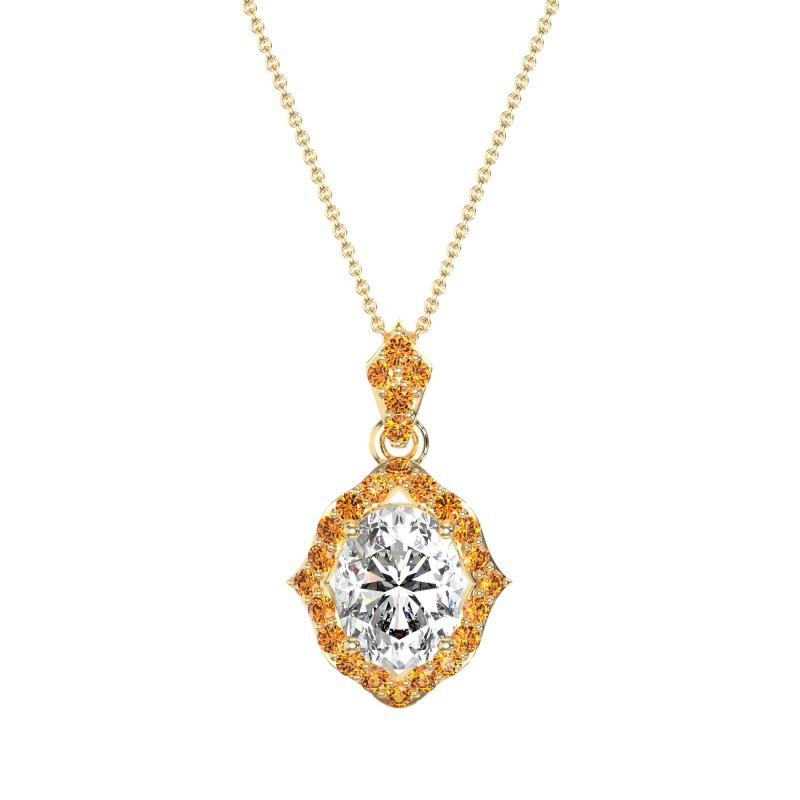 Antique Halo Oval Necklace