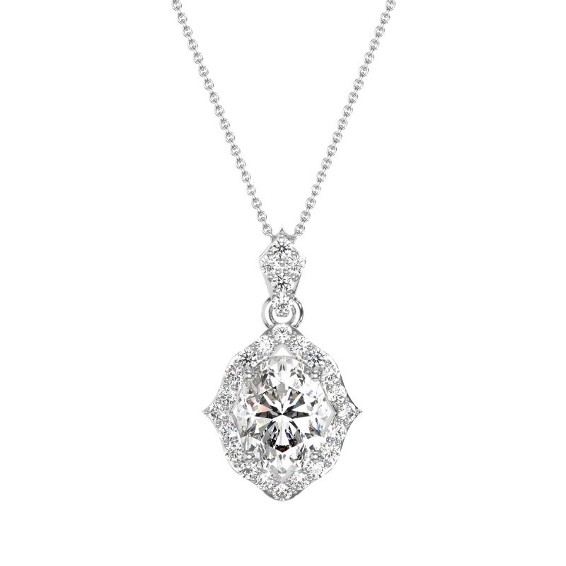 Antique Halo Oval Necklace