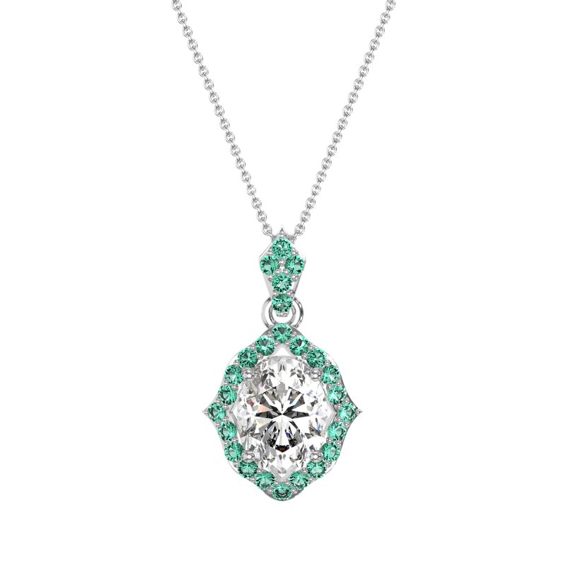 Antique Halo Oval Necklace