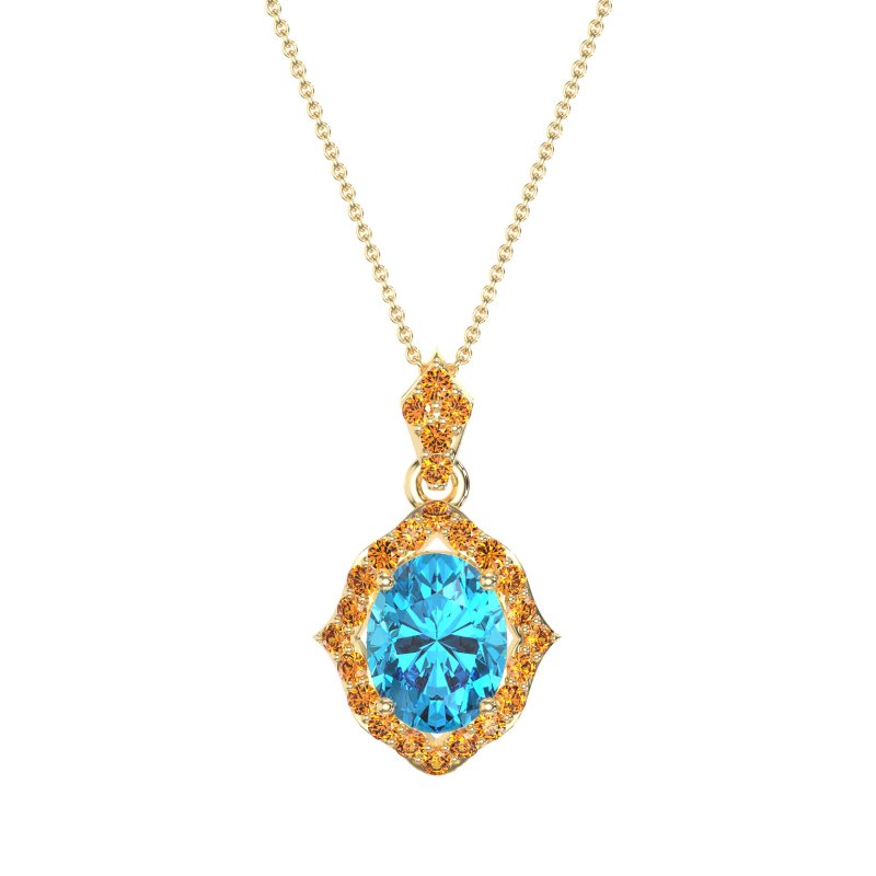 Antique Halo Oval Necklace