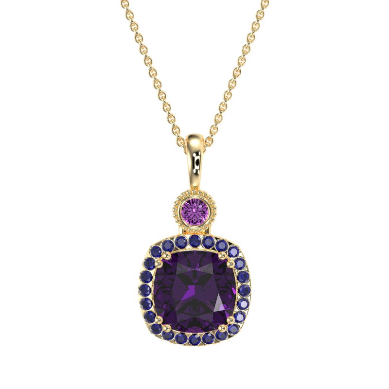Halo Cushion Third Eye Necklace