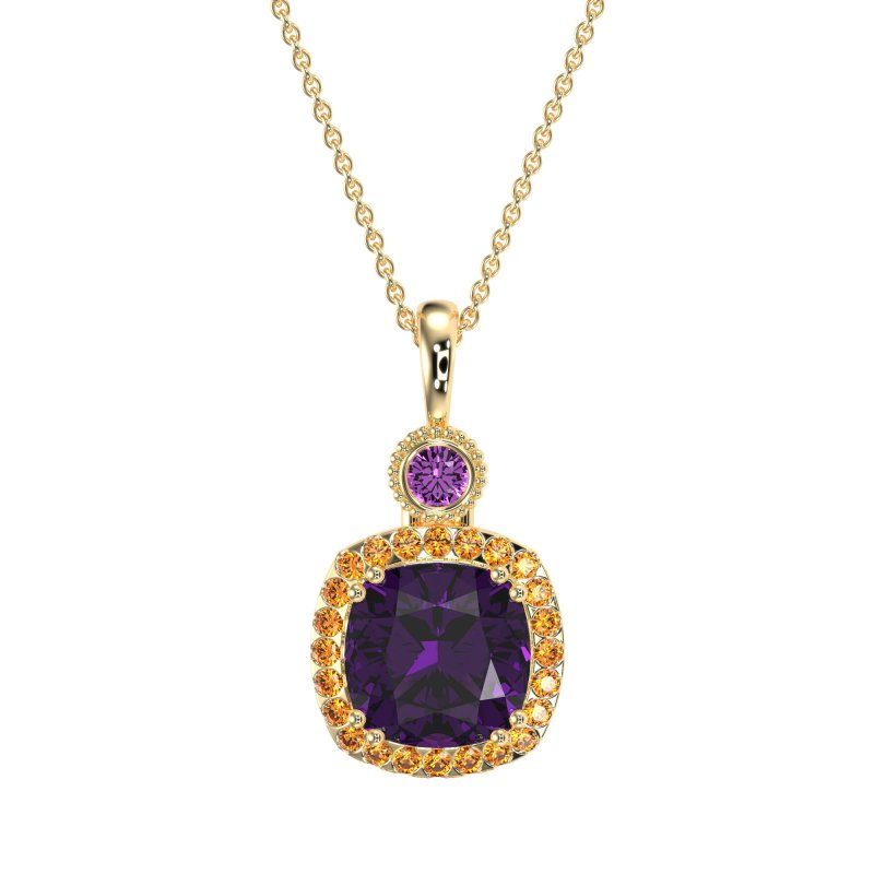 Halo Cushion Third Eye Necklace