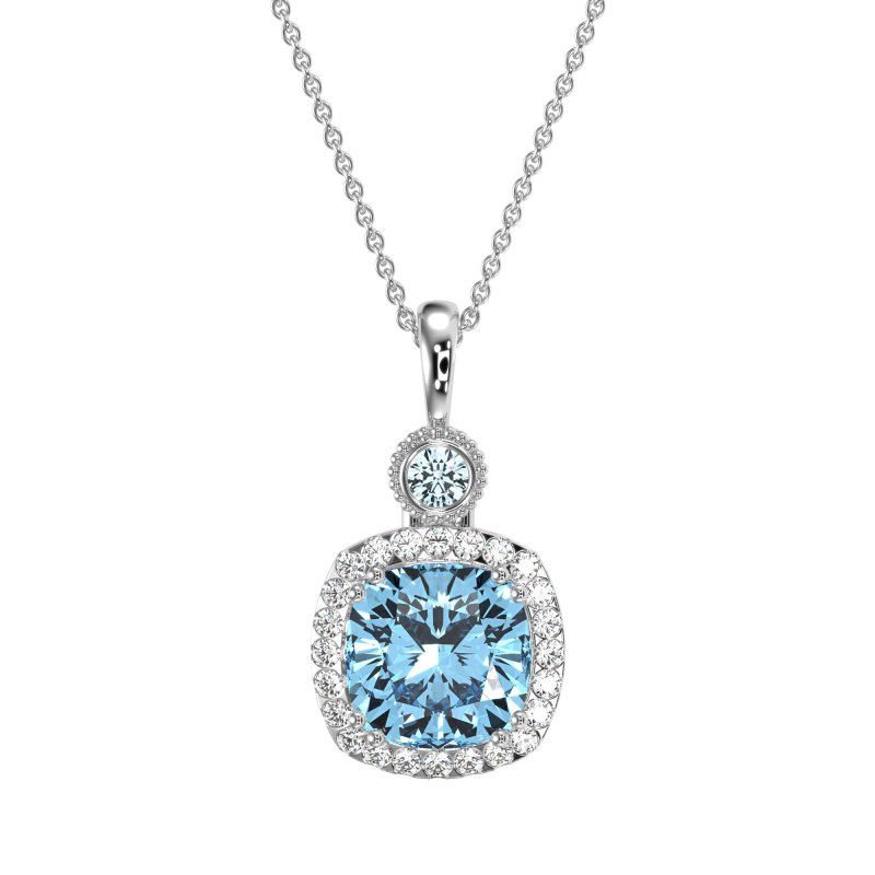 Halo Cushion Third Eye Necklace