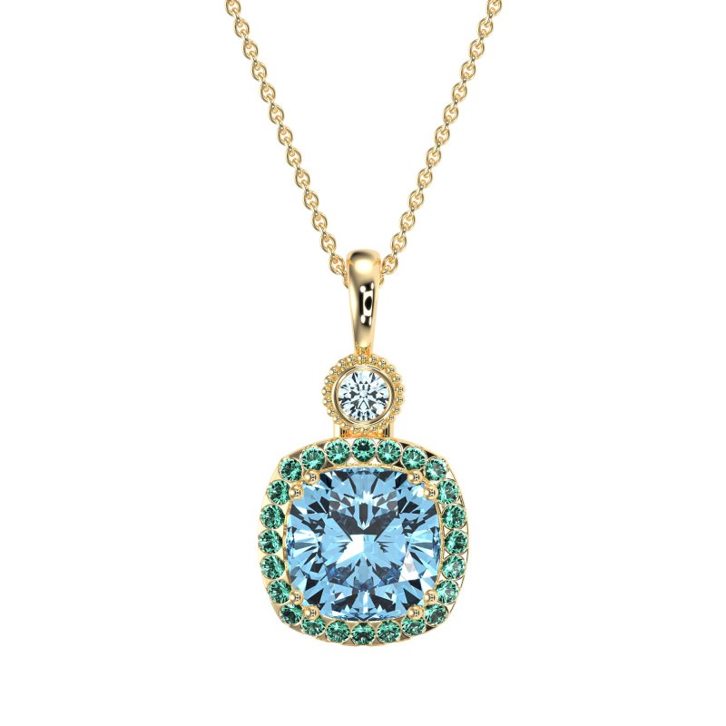 Halo Cushion Third Eye Necklace