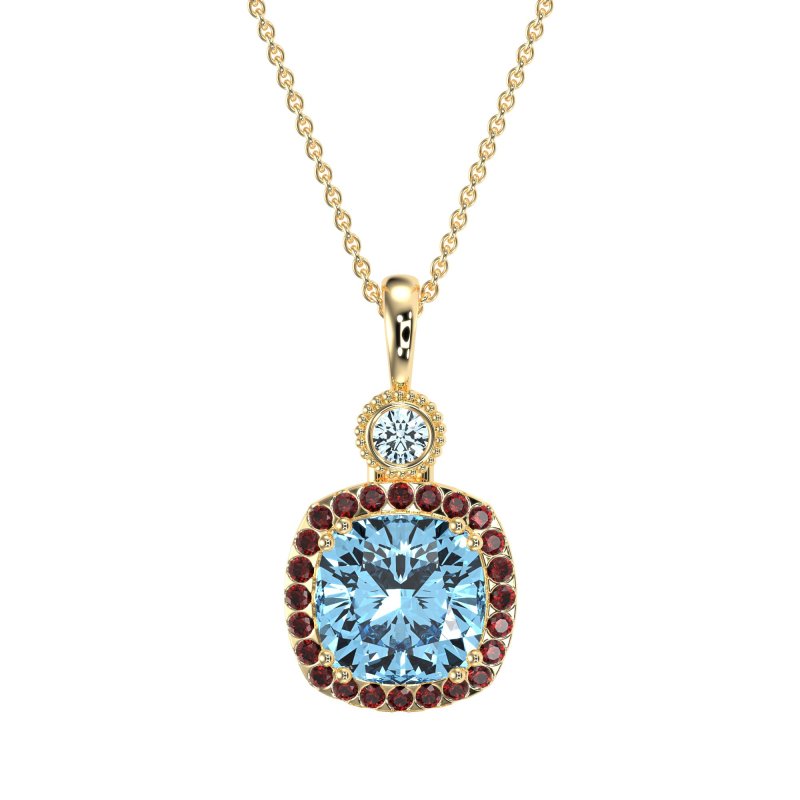 Halo Cushion Third Eye Necklace