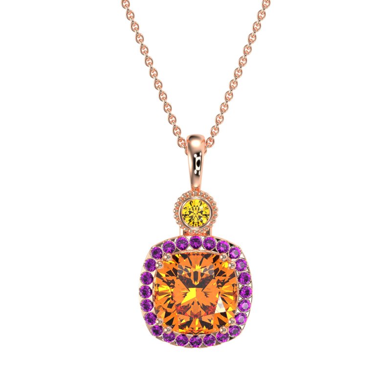 Halo Cushion Third Eye Necklace