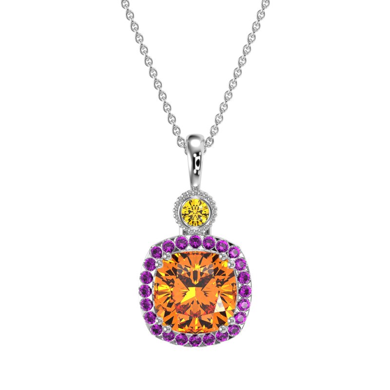 Halo Cushion Third Eye Necklace
