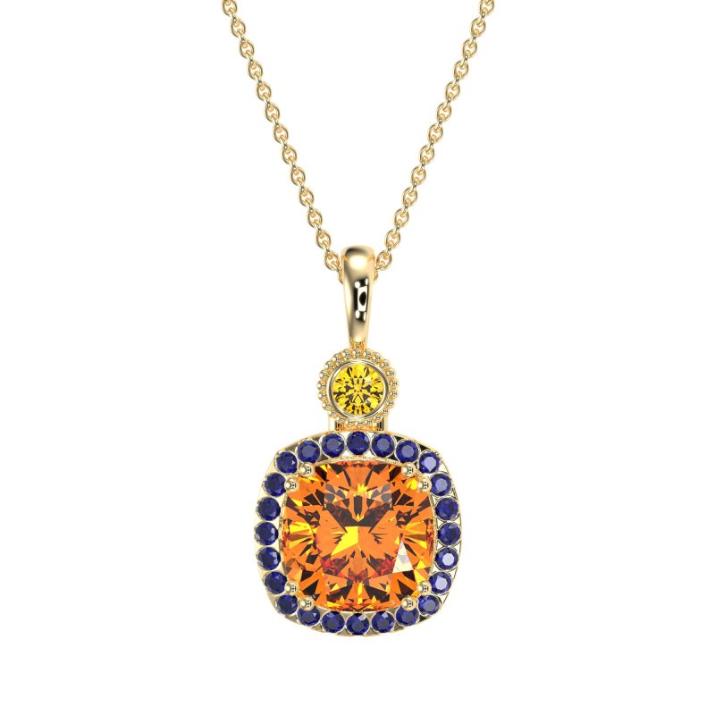 Halo Cushion Third Eye Necklace