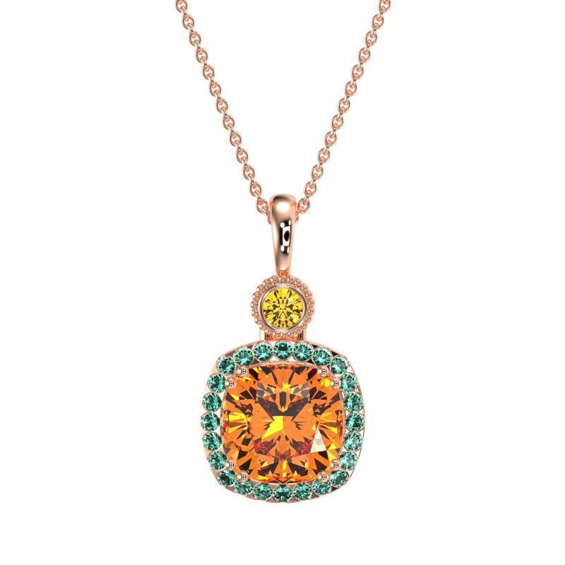 Halo Cushion Third Eye Necklace