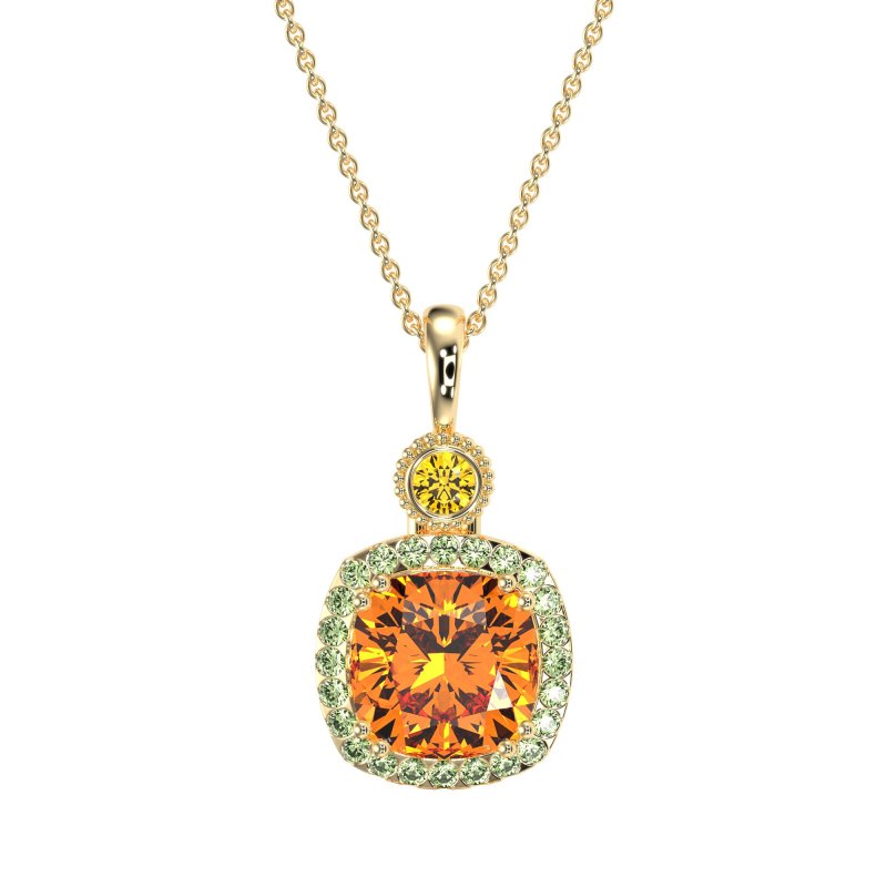 Halo Cushion Third Eye Necklace