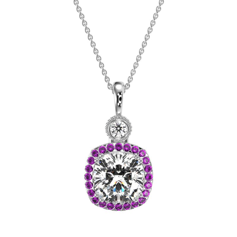 Halo Cushion Third Eye Necklace