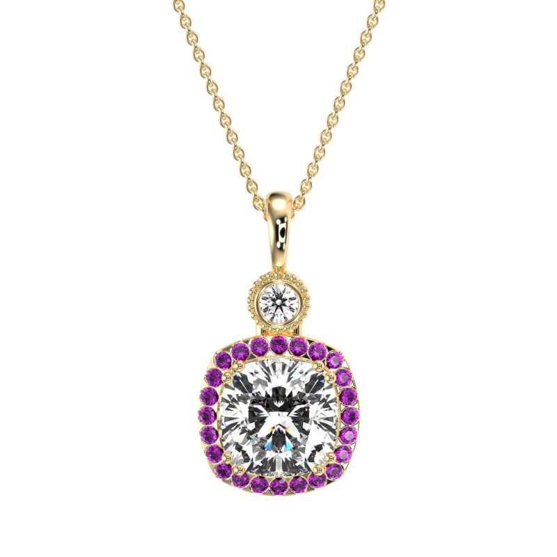 Halo Cushion Third Eye Necklace