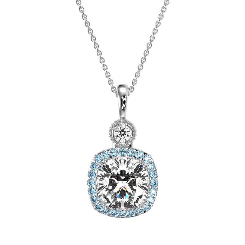 Halo Cushion Third Eye Necklace