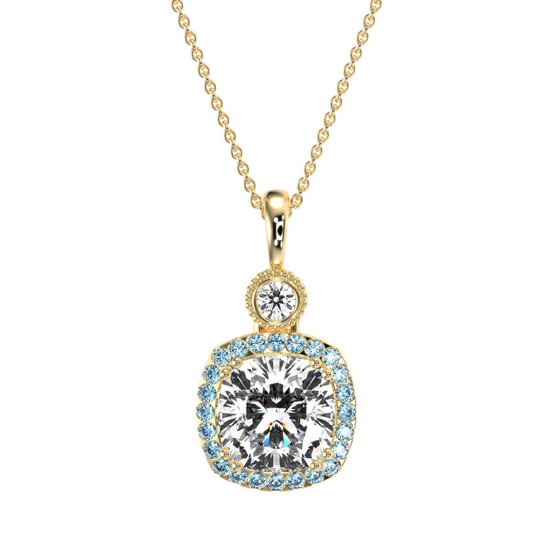Halo Cushion Third Eye Necklace