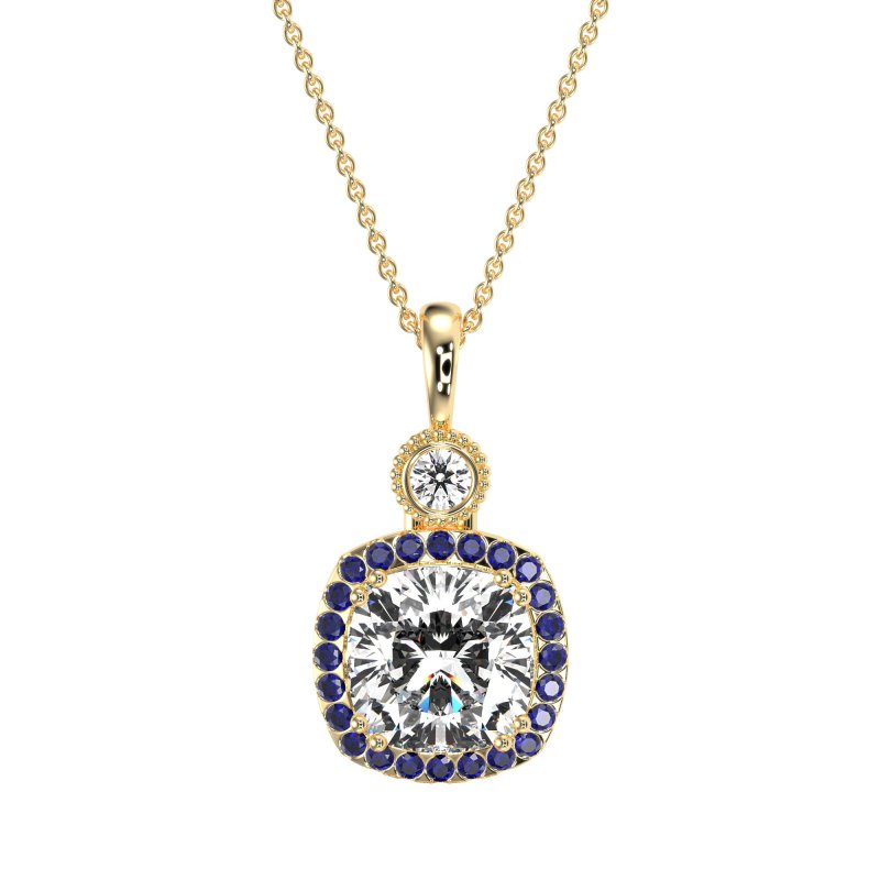 Halo Cushion Third Eye Necklace