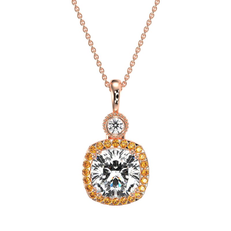 Halo Cushion Third Eye Necklace