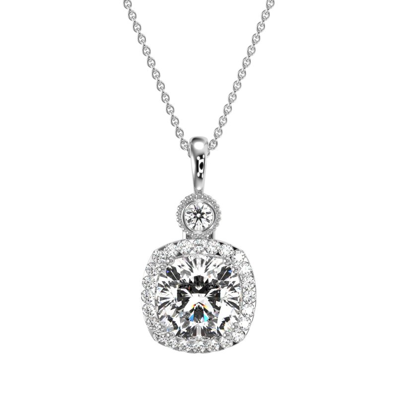 Halo Cushion Third Eye Necklace