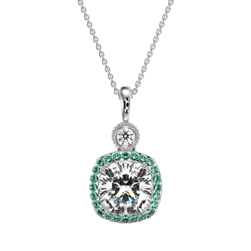 Halo Cushion Third Eye Necklace