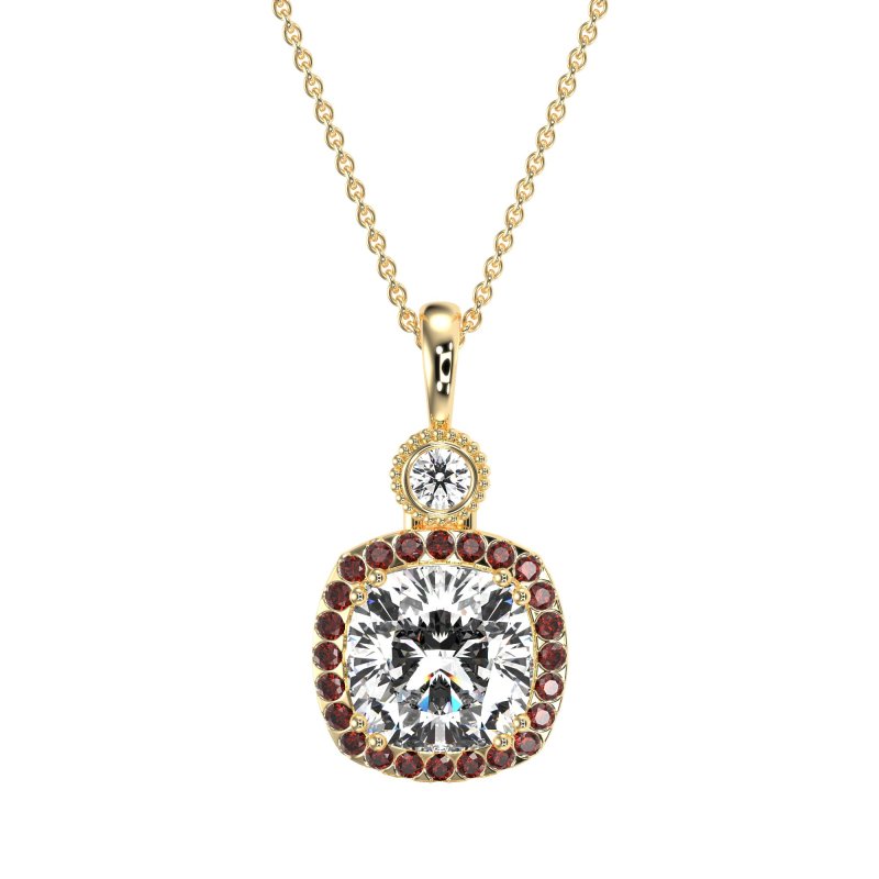 Halo Cushion Third Eye Necklace