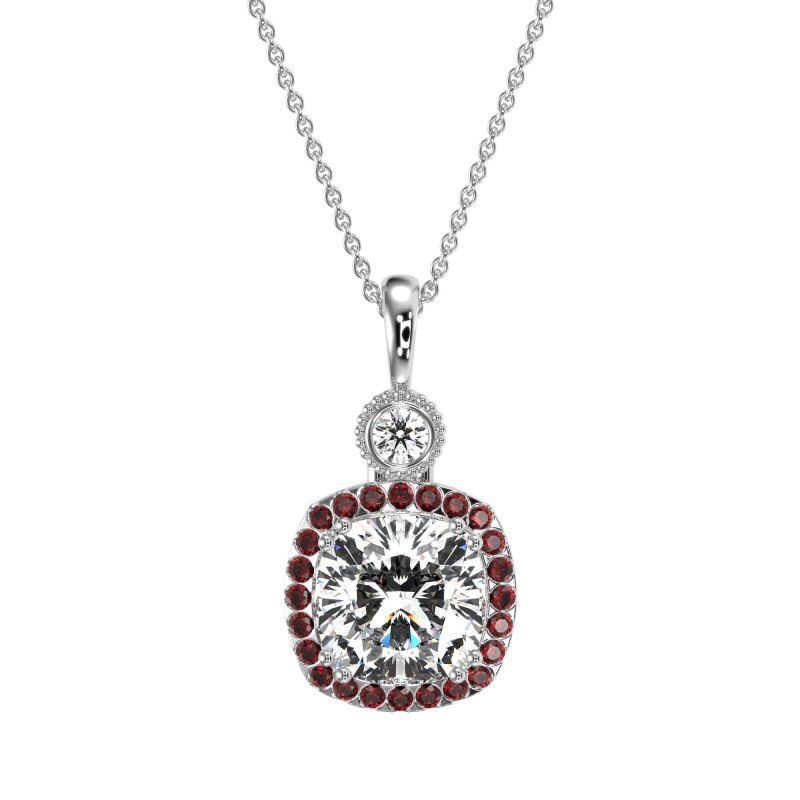 Halo Cushion Third Eye Necklace
