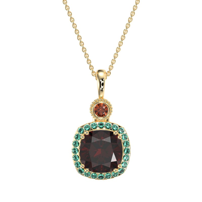 Halo Cushion Third Eye Necklace