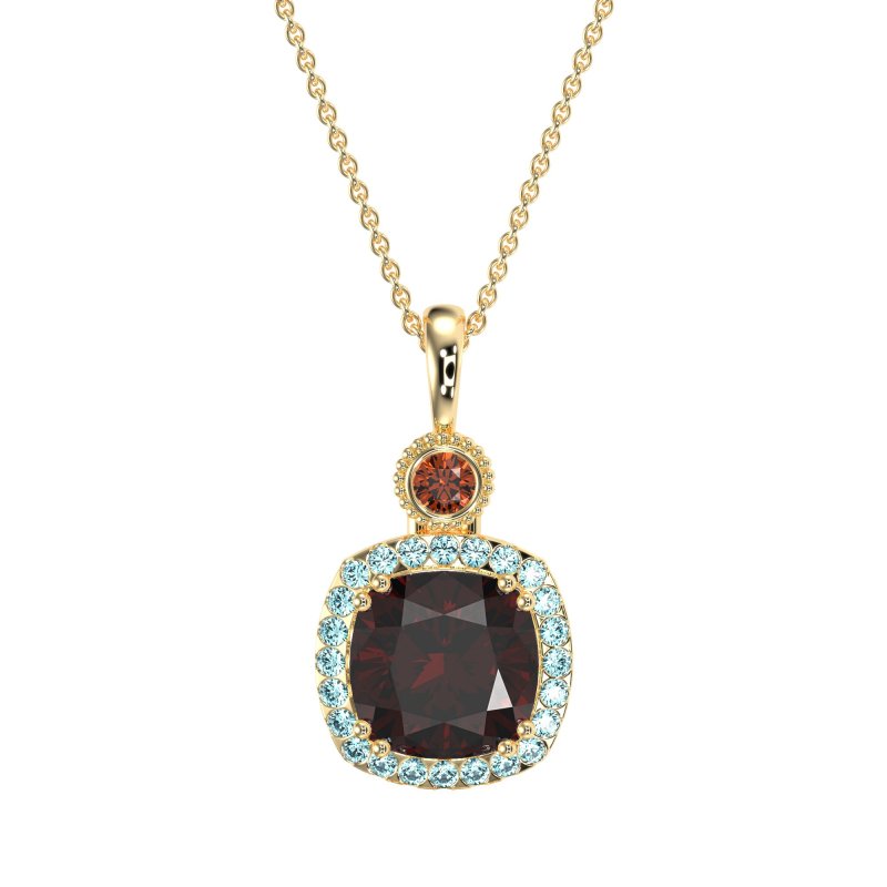 Halo Cushion Third Eye Necklace