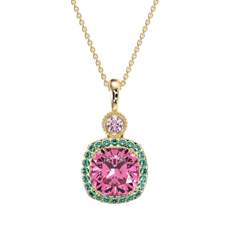 Halo Cushion Third Eye Necklace