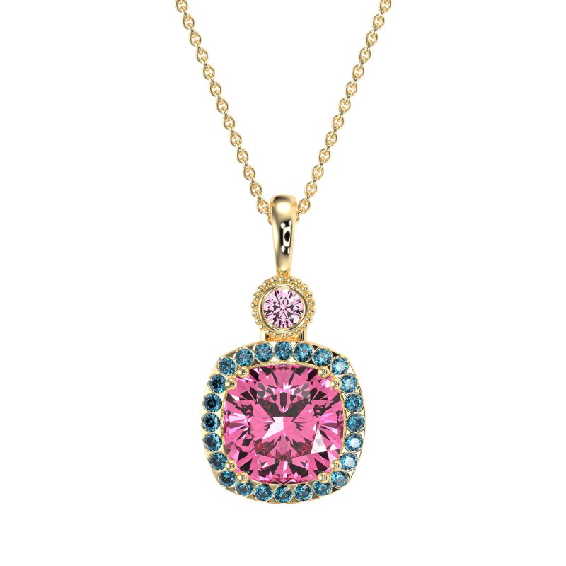 Halo Cushion Third Eye Necklace