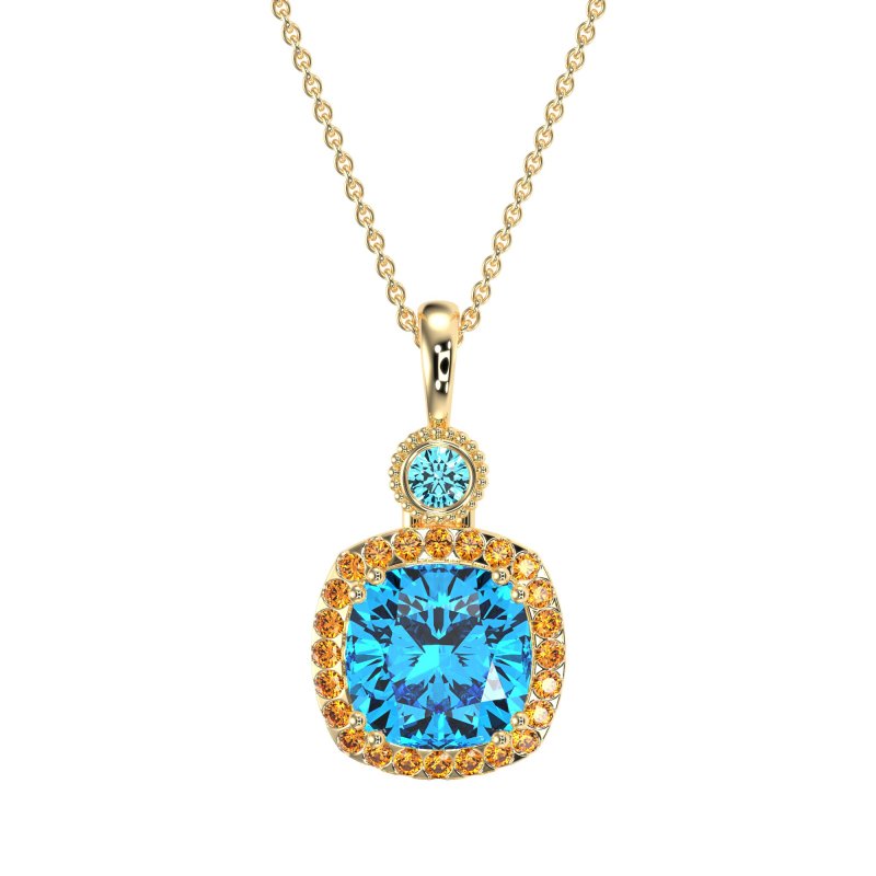 Halo Cushion Third Eye Necklace