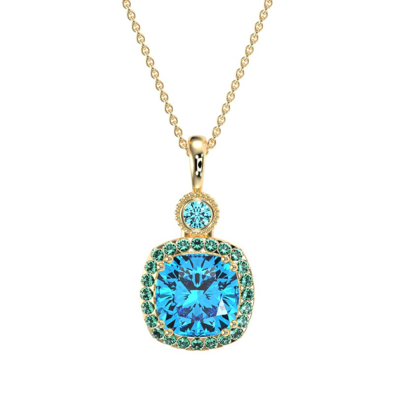 Halo Cushion Third Eye Necklace