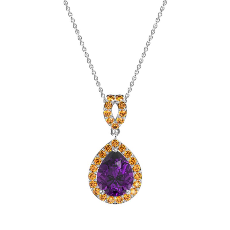 Tear Drop Halo Necklace