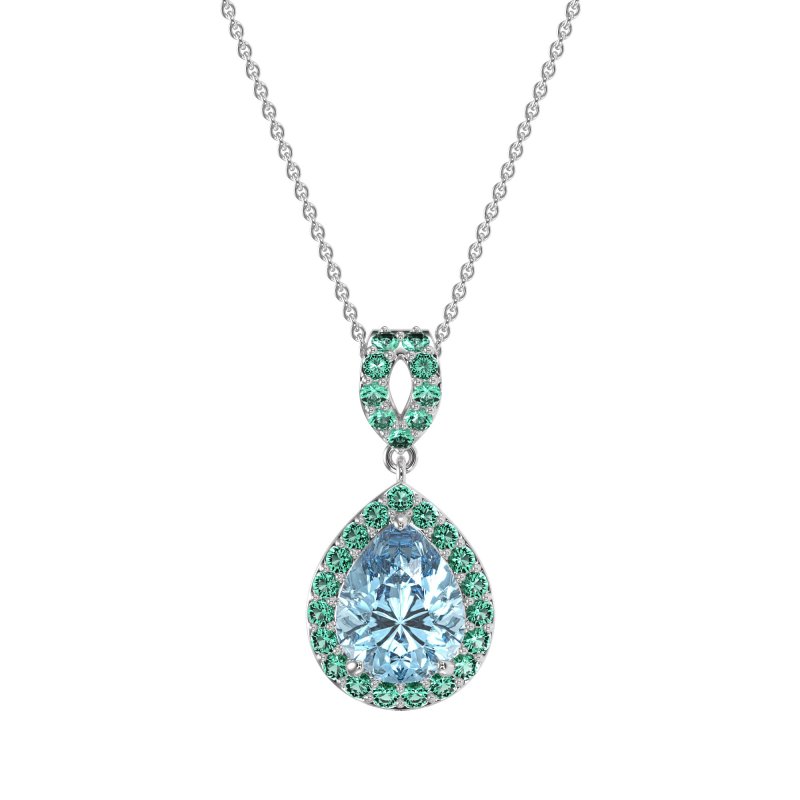 Tear Drop Halo Necklace