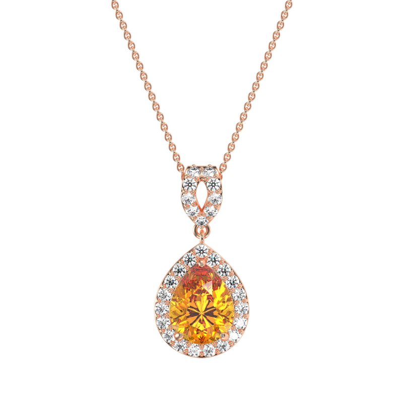 Tear Drop Halo Necklace