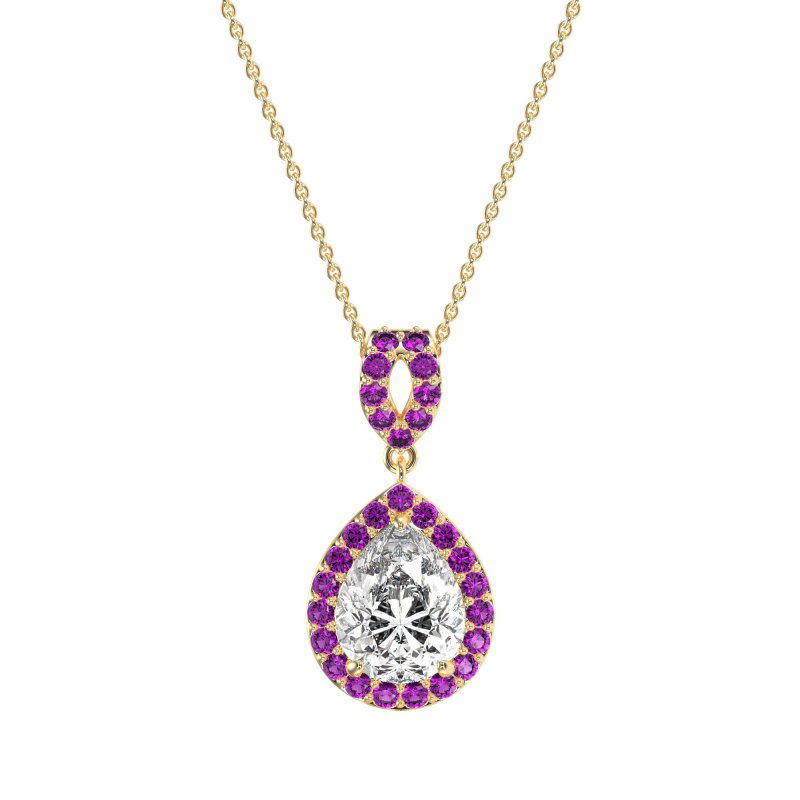 Tear Drop Halo Necklace
