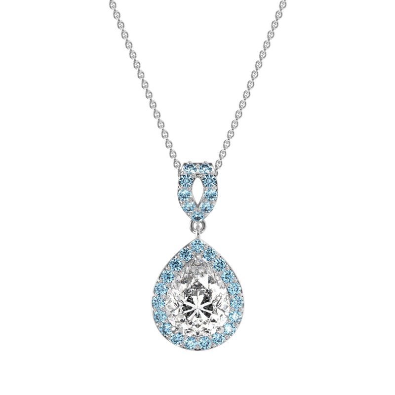 Tear Drop Halo Necklace