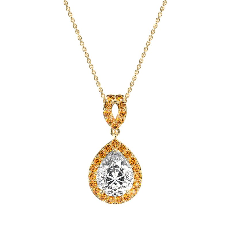 Tear Drop Halo Necklace