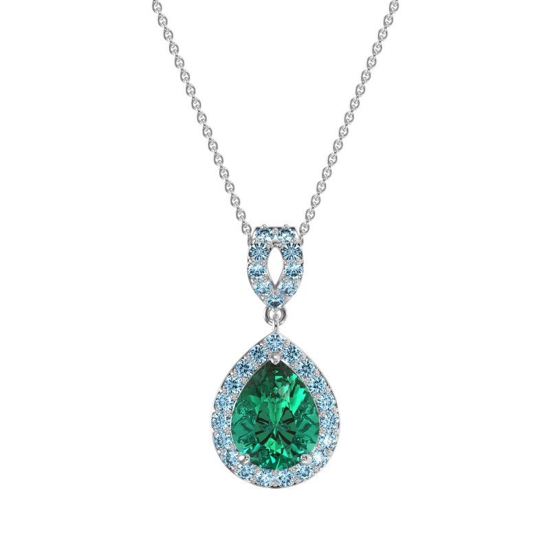 Tear Drop Halo Necklace