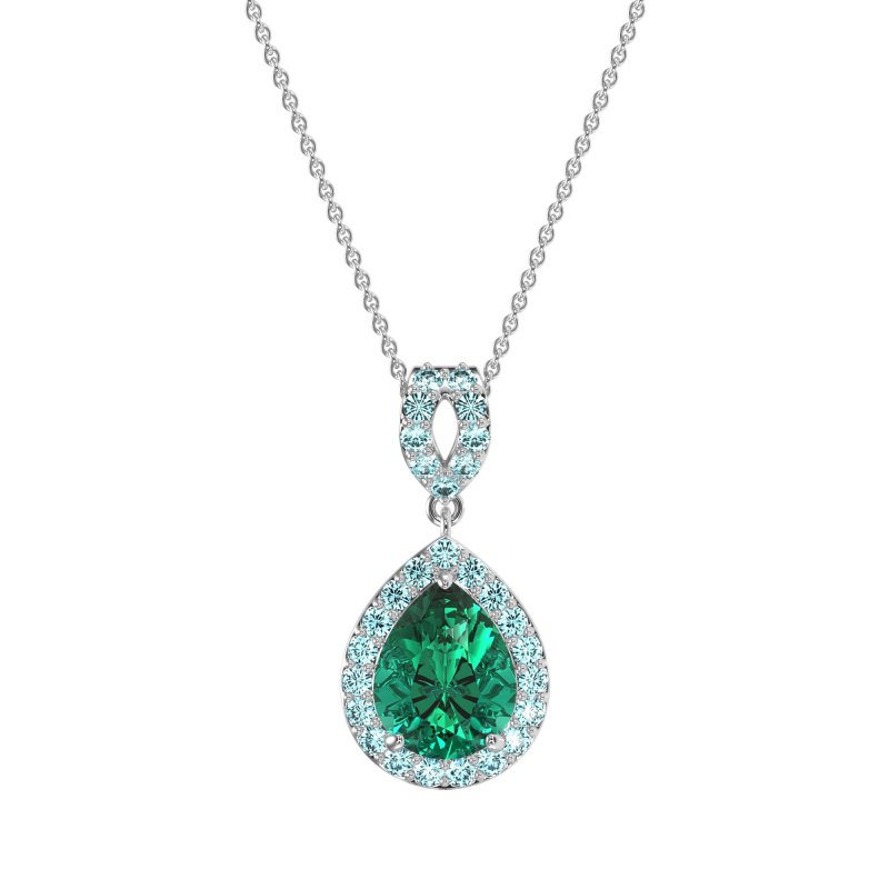 Tear Drop Halo Necklace
