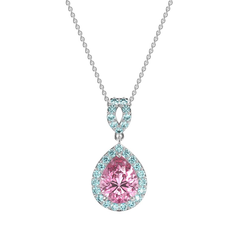 Tear Drop Halo Necklace